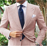 Men's Seersucker Striped Suit Two-piece Suit Bigbuy