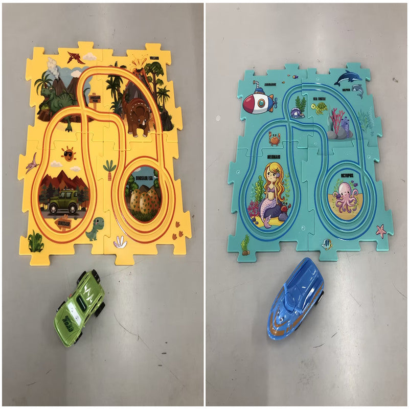 Children Puzzle Electric Railroad Speeder DIY Assembly Electric Car Automatic Rail City Scene Construction Education Toy Gift Bigbuy