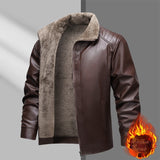 Fleece-lined Thickened Real Leather Men's Fur Jacket Bigbuy