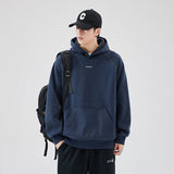 Autumn And Winter New Heavy Hooded Sweater Men's Fleece-lined Thickened Versatile Pullover Top Bigbuy