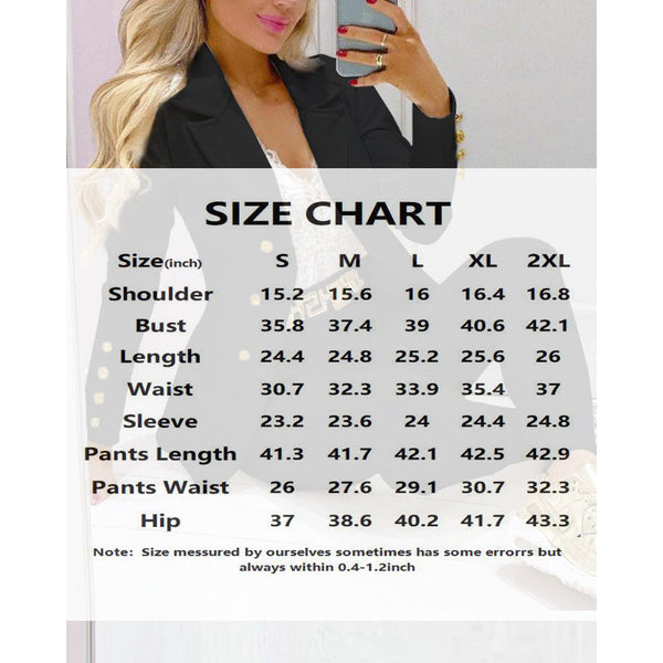 Women's Solid Color Notch Lapel Suit Set, Slim Fit Blazer With Pocket & Trousers, Formal Office Pant Suit Bigbuy