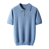 Men's Elbow-sleeved Top Polo Collar Cashmere T-shirt Bigbuy
