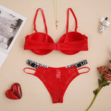 Women's Sexy Push-up Lingerie Set, Red Bigbuy