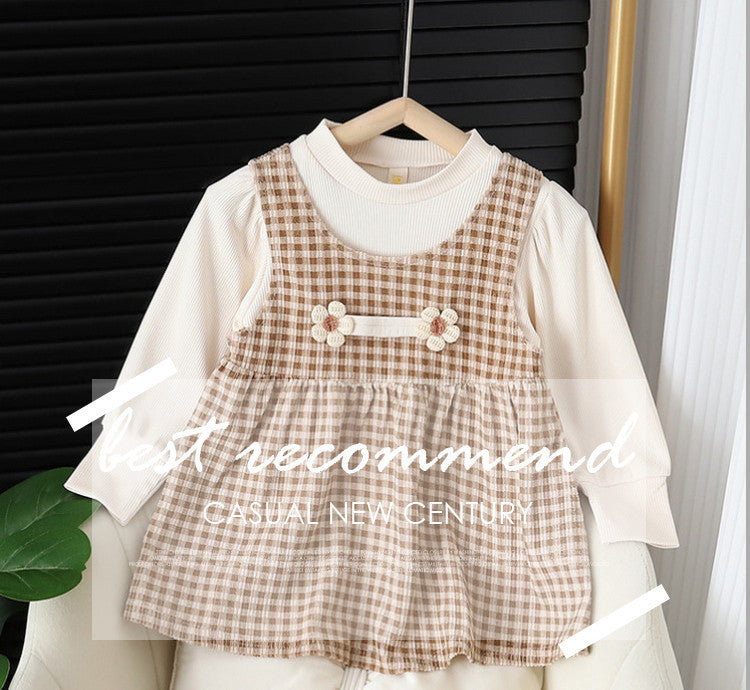Baby Girl Round-neck Long-sleeved Dress Suit Bigbuy