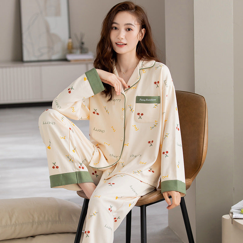 Women's Cotton Pajamas Can Be Worn Outside In Spring And Autumn Bigbuy