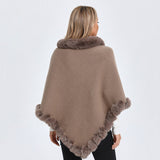 Fur Collar Oversized Knit Pullover Shawl Cloak Bigbuy