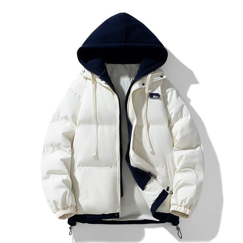 Fake Two-piece Cotton-padded Coat Thickened Hooded Warm Jacket Bigbuy