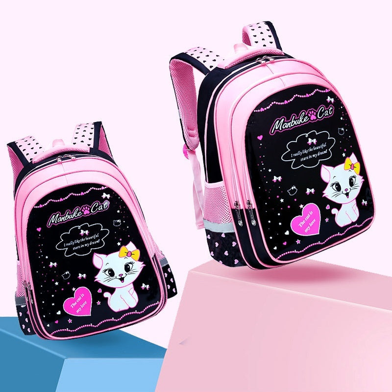 Kids School Cute Cat Print Backpack Bigbuy