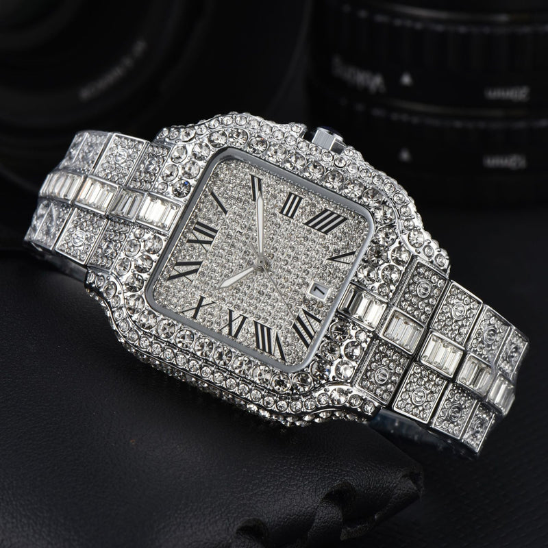 Men's Square Fashion Trend Full Diamond Watch Bigbuy