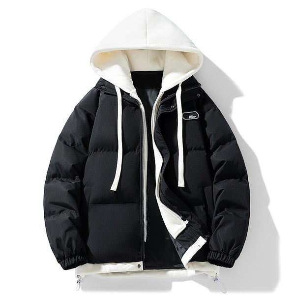 Fake Two-piece Cotton-padded Coat Thickened Hooded Warm Jacket Bigbuy