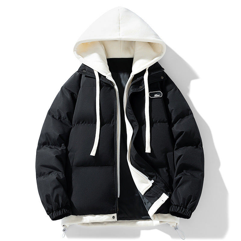 Fake Two-piece Cotton-padded Coat Thickened Hooded Warm Jacket Bigbuy