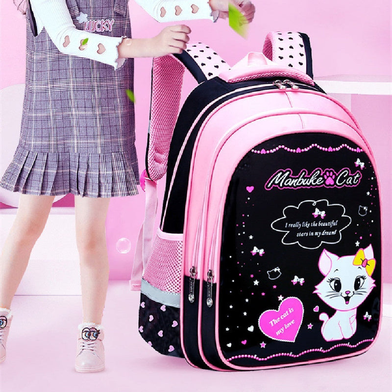 Kids School Cute Cat Print Backpack Bigbuy