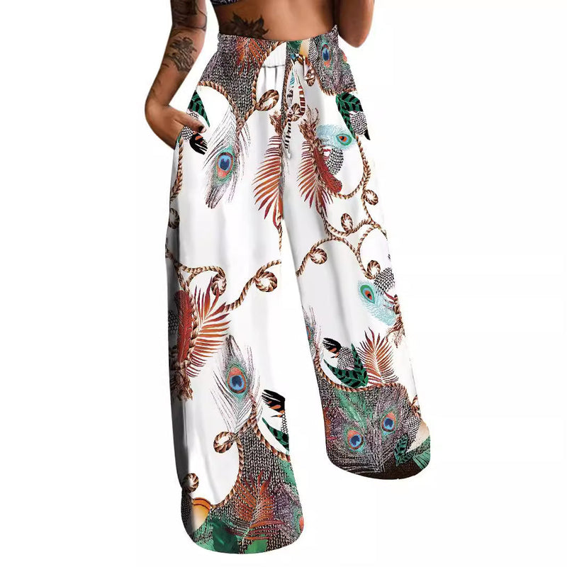 Peacock Positioning Printing Women's Pants Bigbuy