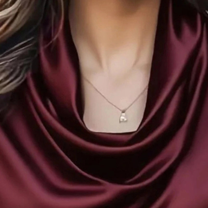 Women's Elegant Draped Neck Blouse, Solid Color Ruffle Detail Long Sleeve Shirt For Office And Formal Wear Bigbuy