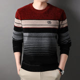 Fleece-lined Thickened Striped Fashion Pullover Base Knitwear Bigbuy