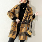 Buckle Lapel Long Sleeve Fashion Hepburn Style Woolen Coat Bigbuy