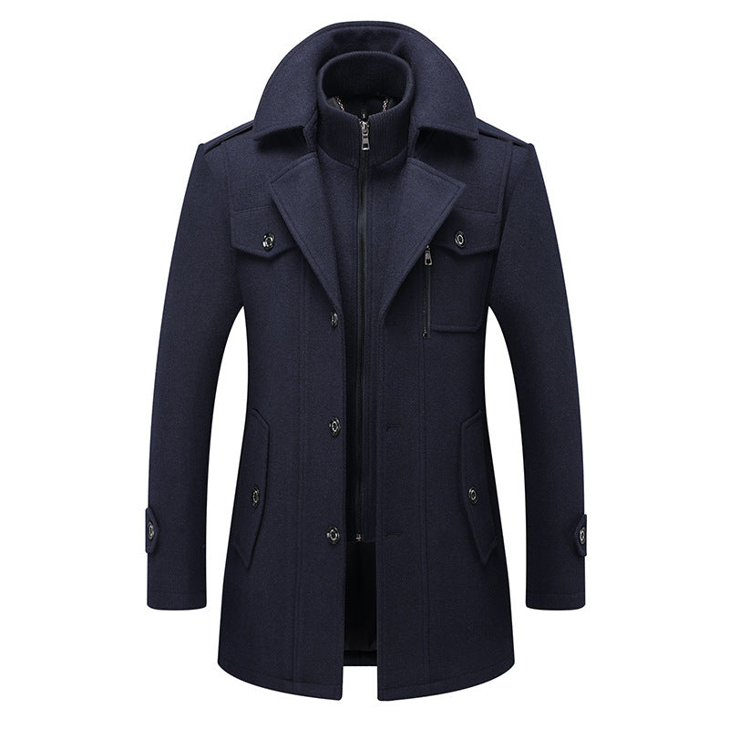 Men's Woolen Coat Fashion Double Collar Cold-resistant Bigbuy