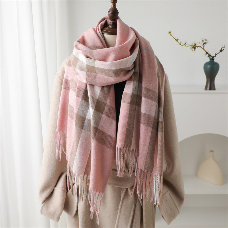 Cashmere-like Plaid Warm Shawl Scarf Unisex All-matching Bigbuy