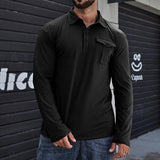 Lapel European And American Men's Shirt Solid Color Long Sleeve Bigbuy