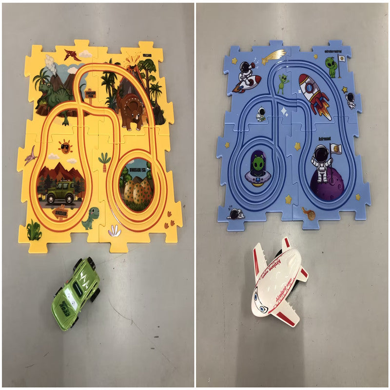 Children Puzzle Electric Railroad Speeder DIY Assembly Electric Car Automatic Rail City Scene Construction Education Toy Gift Bigbuy