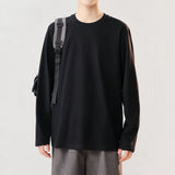 Men's Round Neck Thickened Inner Bottoming Shirt Solid Color Loose-fitting Versatile Top Bigbuy