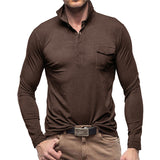 Lapel European And American Men's Shirt Solid Color Long Sleeve Bigbuy
