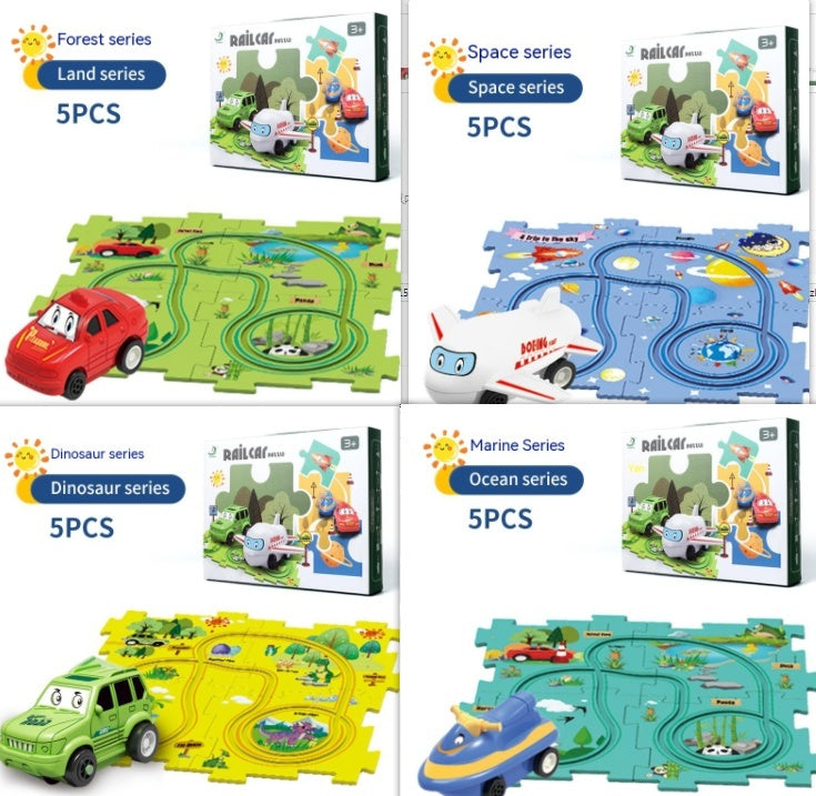 Children Puzzle Electric Railroad Speeder DIY Assembly Electric Car Automatic Rail City Scene Construction Education Toy Gift Bigbuy