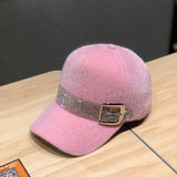 Street Fashion Diamond Baseball Korean Fashion Winter Warm Outdoor All-matching Peaked Cap Bigbuy