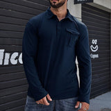 Lapel European And American Men's Shirt Solid Color Long Sleeve Bigbuy