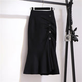 Women's Mid-length Tartan Skirt Western Style Slimming Split Fishtail Bigbuy