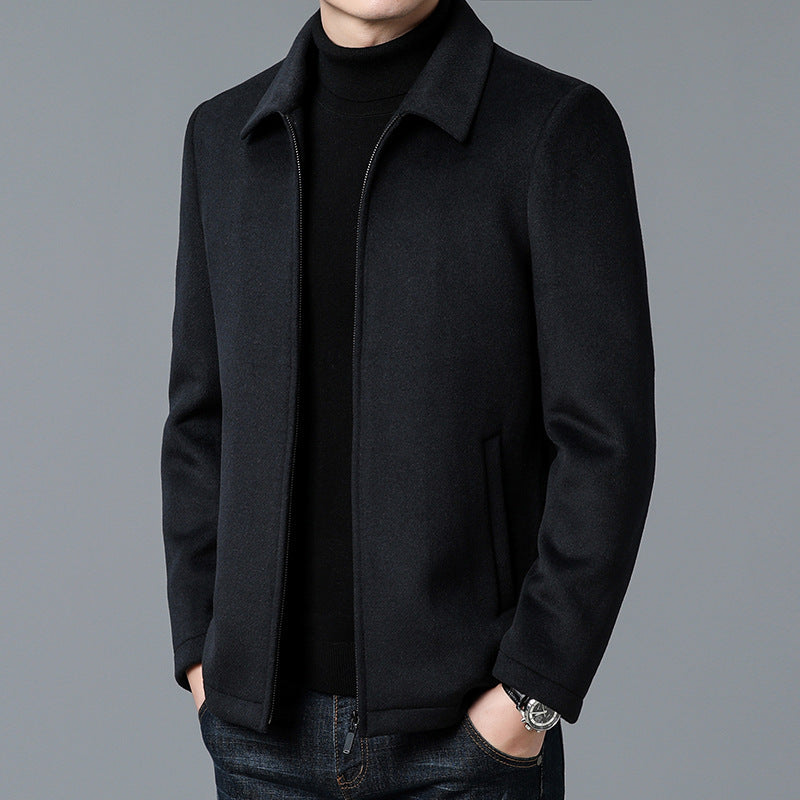 Men's Casual Polo Collar Woolen Jacket Woolen Coat Men's Clothing Bigbuy
