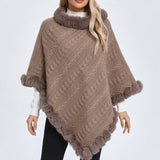 Fur Collar Oversized Knit Pullover Shawl Cloak Bigbuy