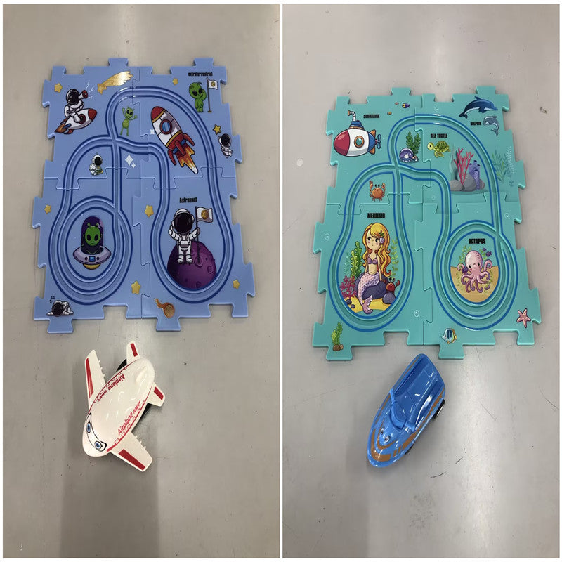 Children Puzzle Electric Railroad Speeder DIY Assembly Electric Car Automatic Rail City Scene Construction Education Toy Gift Bigbuy