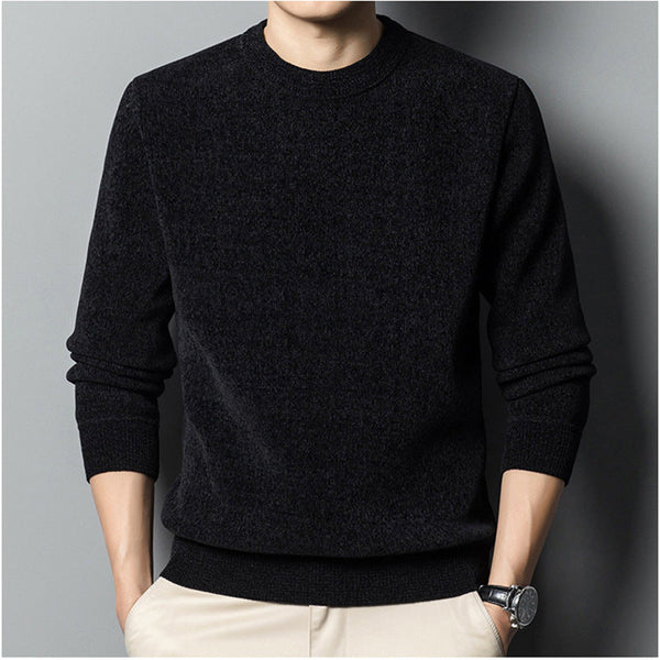 Fleece-lined Keep Warm Pure Color Men's Sweater Bigbuy