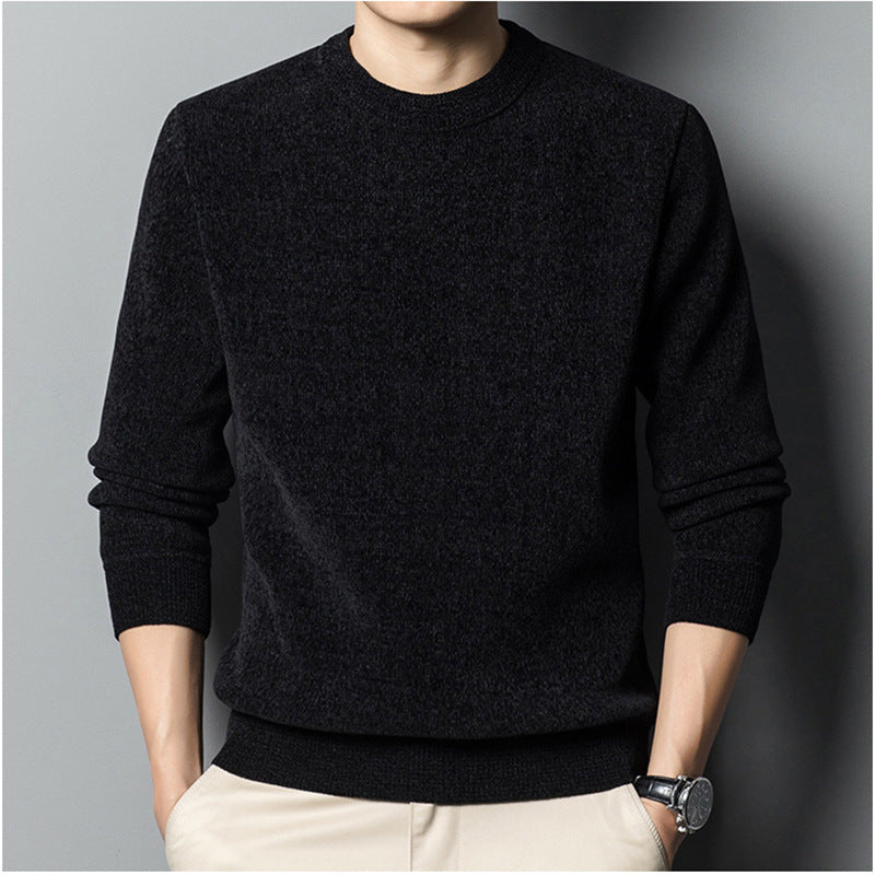 Fleece-lined Keep Warm Pure Color Men's Sweater Bigbuy