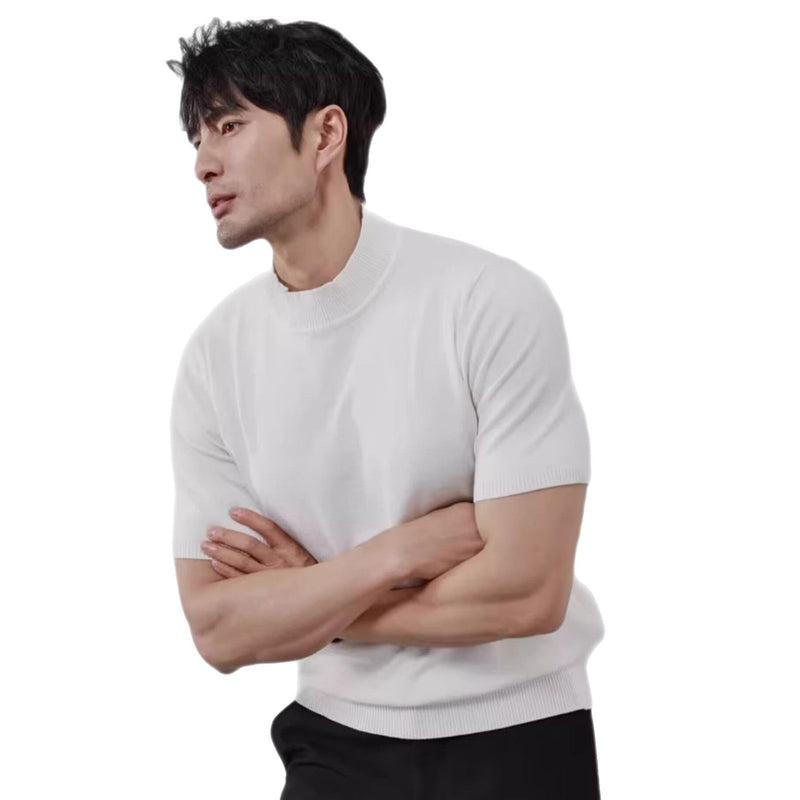 Knitwear Men's Ice Silk Half Turtleneck Solid Color Bigbuy