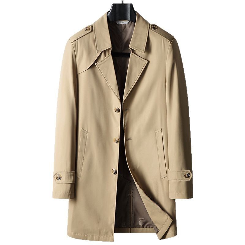 Mid-length Lapel Single Breasted Medium Youth Young Luxury Business Casual Trench Coat Bigbuy