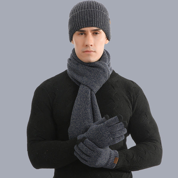Thermal Knitting Hat Scarf And Gloves Three-piece Set Bigbuy