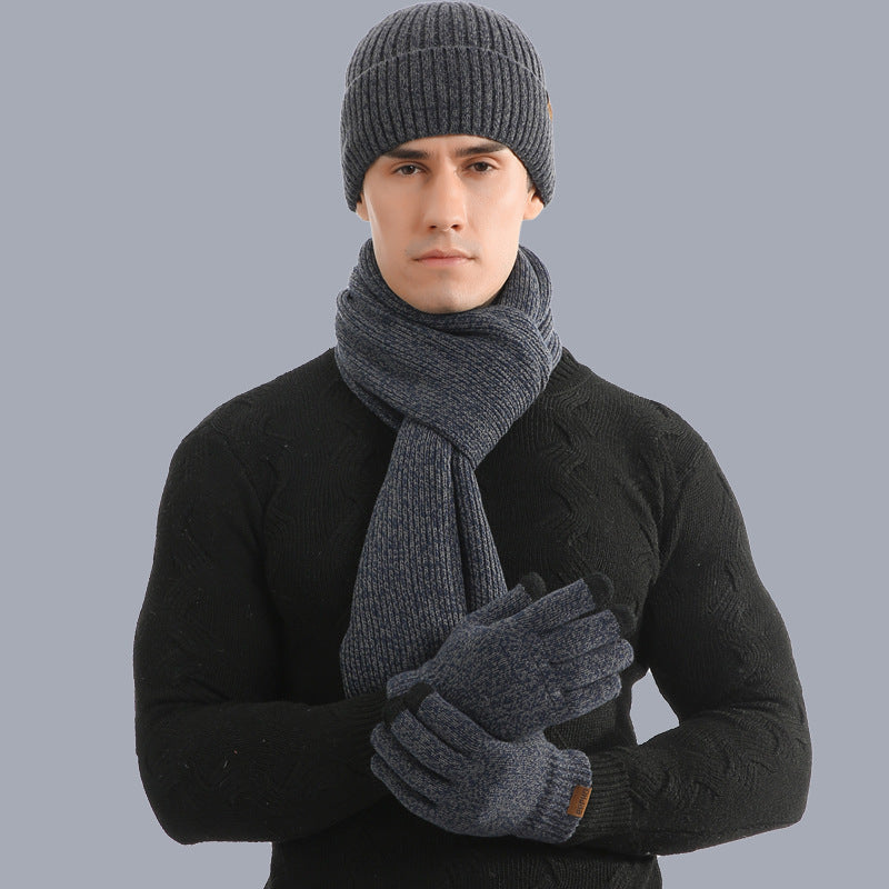 Thermal Knitting Hat Scarf And Gloves Three-piece Set Bigbuy