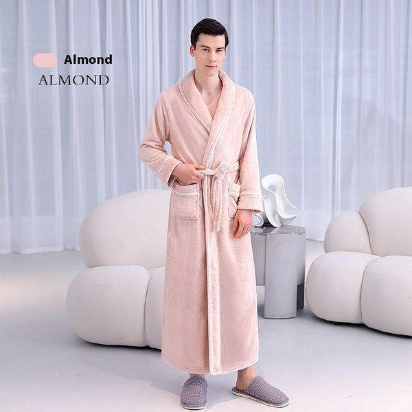 Extended Autumn And Winter Coral Fleece Bathrobe Bigbuy