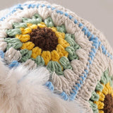 Rabbit Fur Knitted Warm-keeping And Cold-proof Handmade Crochet Bucket Hat Bigbuy