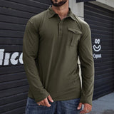 Lapel European And American Men's Shirt Solid Color Long Sleeve Bigbuy