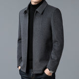 Men's Casual Polo Collar Woolen Jacket Woolen Coat Men's Clothing Bigbuy