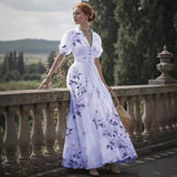 Women's Palace Style Printed Dress High Waist Bigbuy