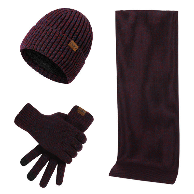 Thermal Knitting Hat Scarf And Gloves Three-piece Set Bigbuy