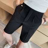 Contrast Color Fashion All-match Neapolitan Style Slim White Shorts Bigbuy