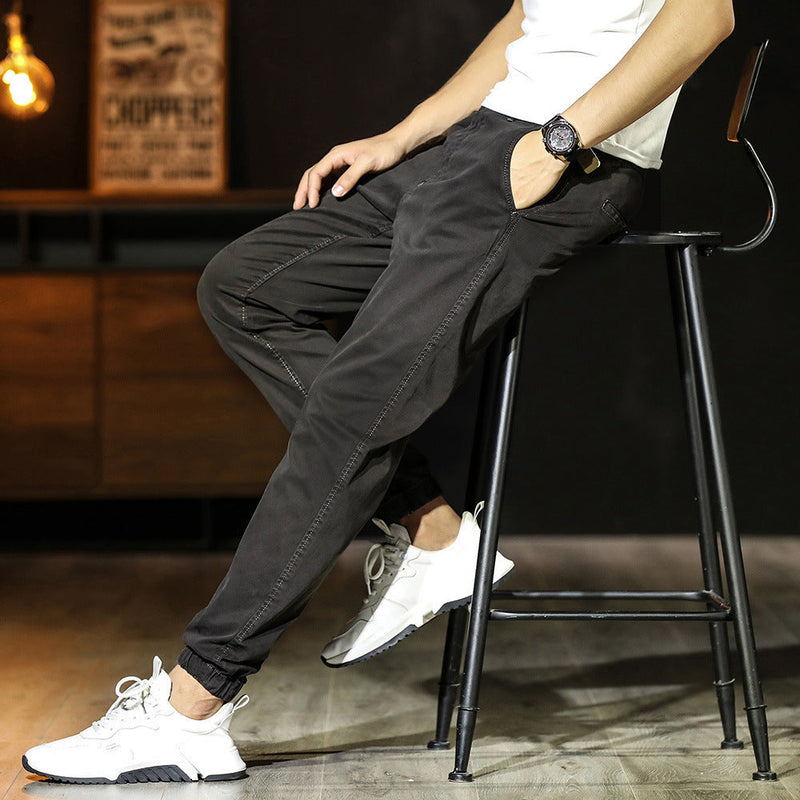 Men's Simplicity Color Versatile Loose Ankle-tied Casual Pants Bigbuy
