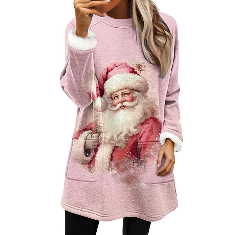 Snowman Digital Printing Casual Wide-sleeved Velvet Loose Sweater Bigbuy