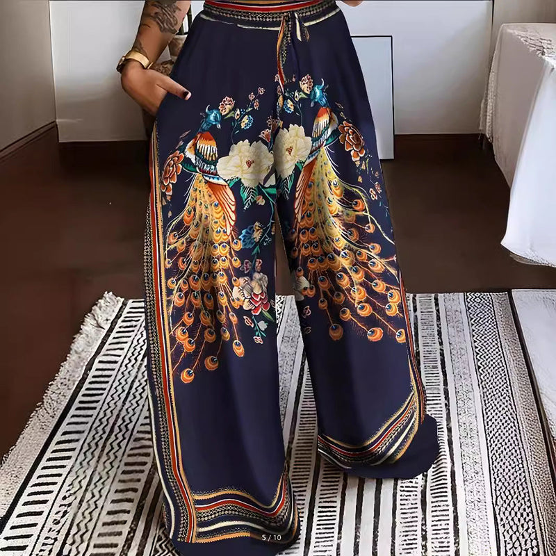 Peacock Positioning Printing Women's Pants Bigbuy