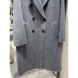 Gray Double Breasted Slimming Woolen Coat Outerwear Bigbuy
